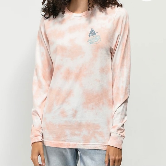Santa Cruz Skateboards Tops - Santa Cruz Monarch Mushroom Dot Pink Tie Dye Long Sleeve T-Shirt Size Small